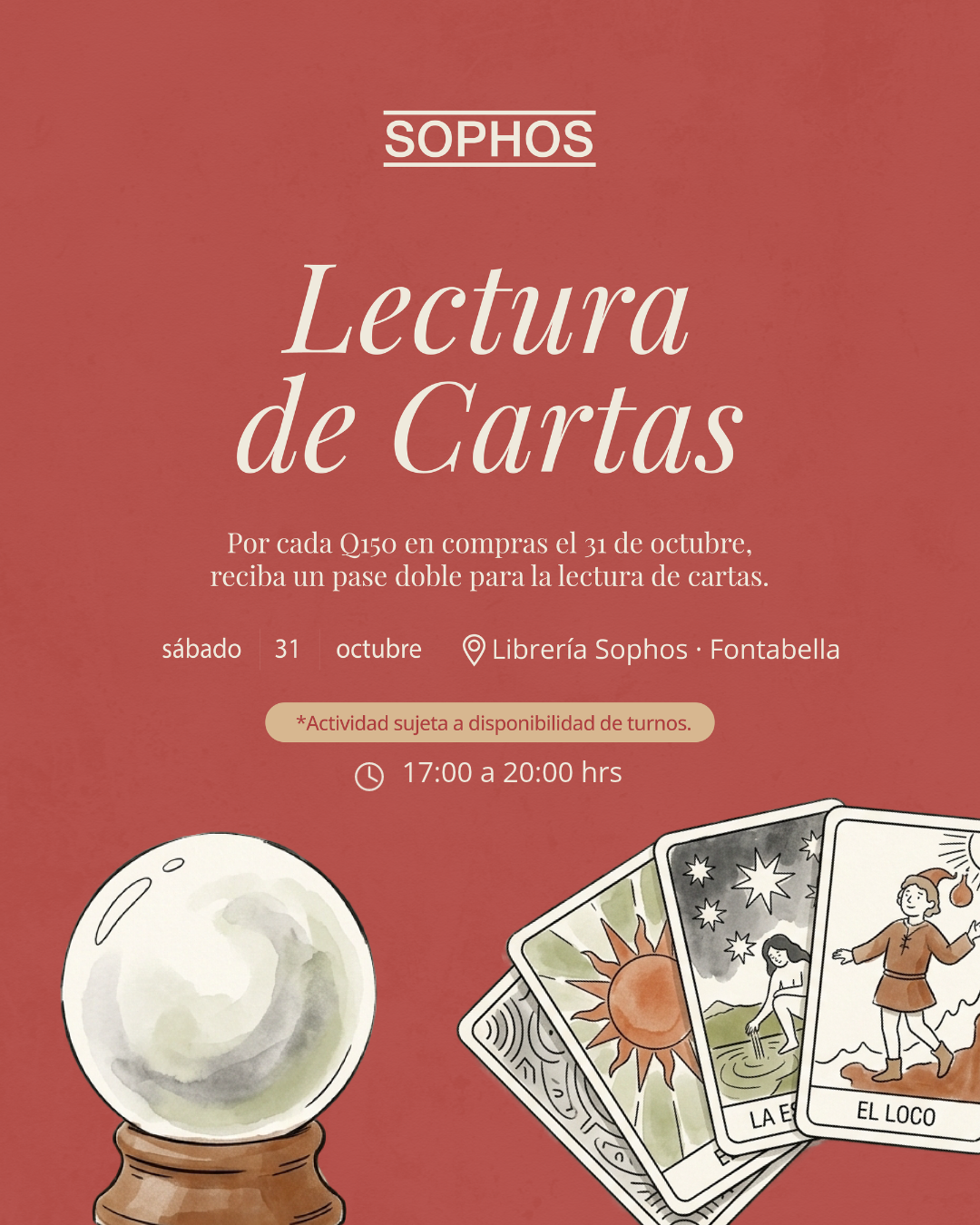 Lectura de cartas con La Adivina, sábado 31 de octubre
